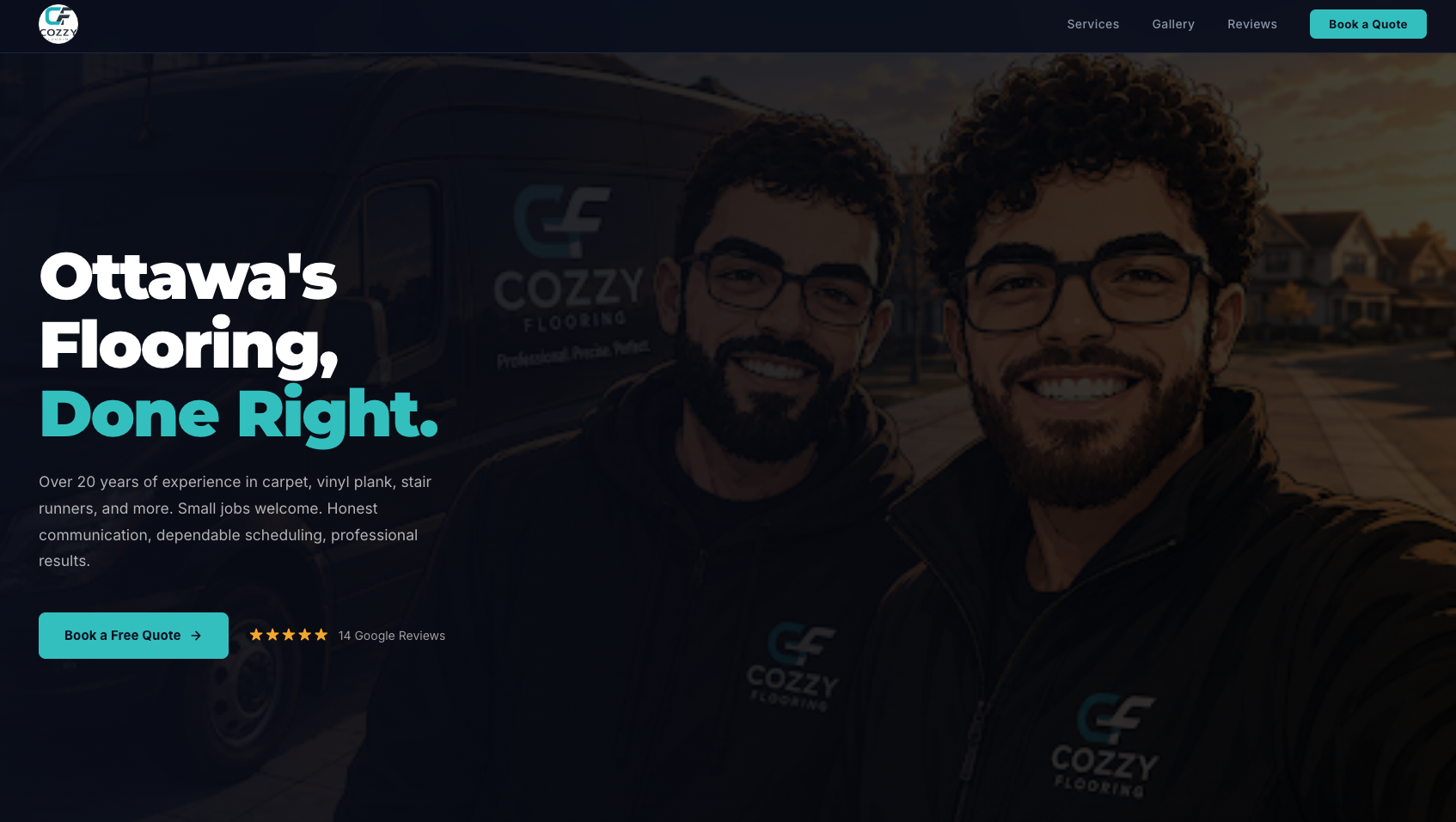 Cozzy Flooring website built by TrueScaleTech
