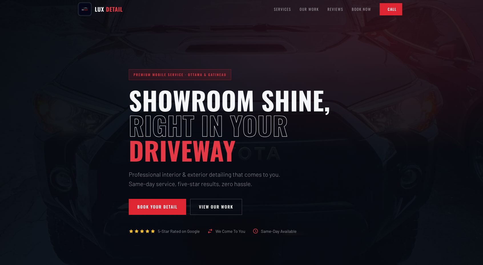 Lux Detail website built by TrueScaleTech